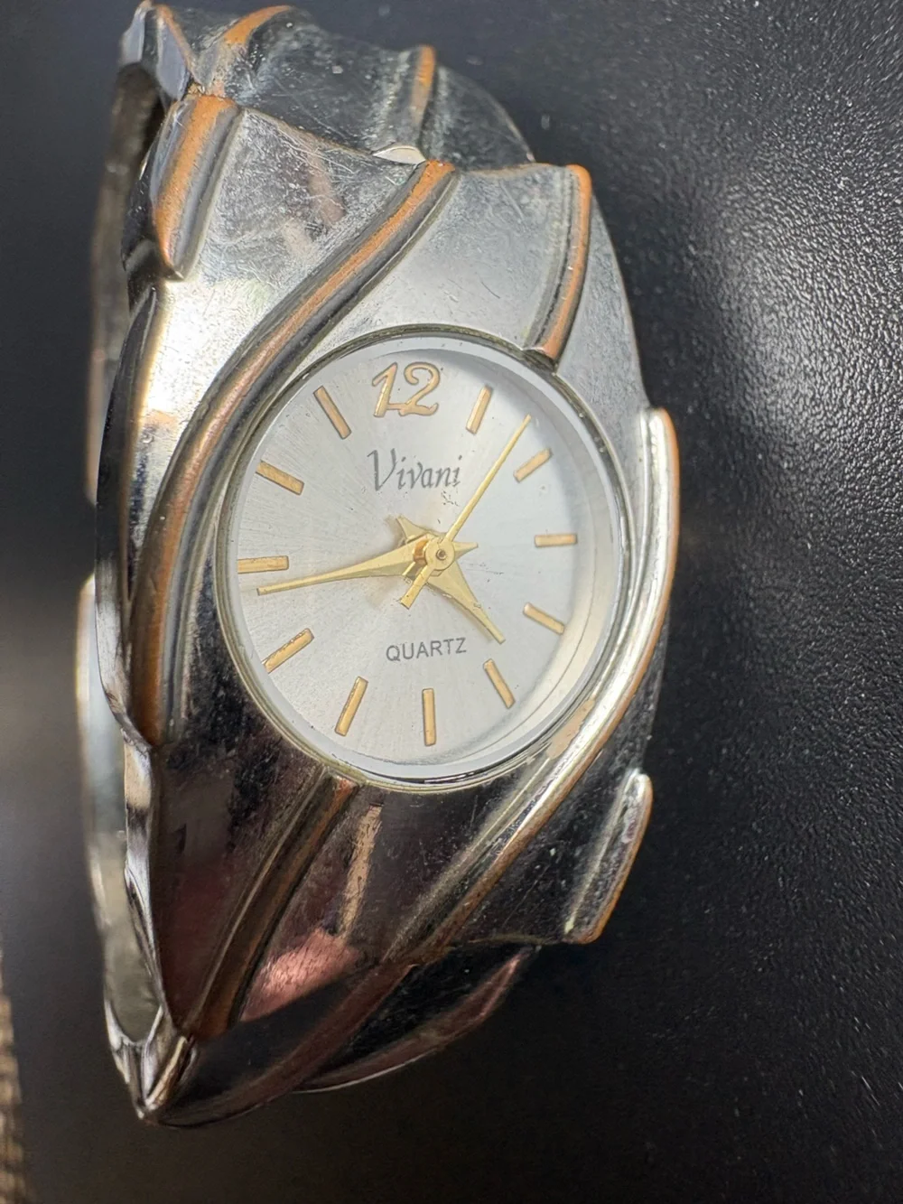 Vivani Silver and Gold Tone Women's‎ Vintage Quartz Cuff Watch